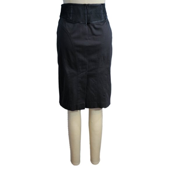 Cache Black Cotton/Spandex Pencil Skirt w Lace Trim - Size 6/8 - Picture 4 of 7